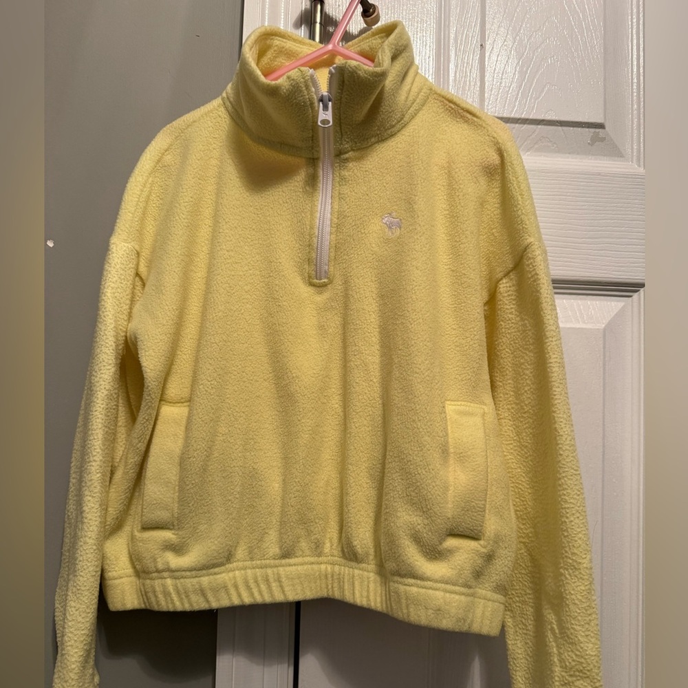 Yellow fleece quarter zip; size 7/8; Aber Kides